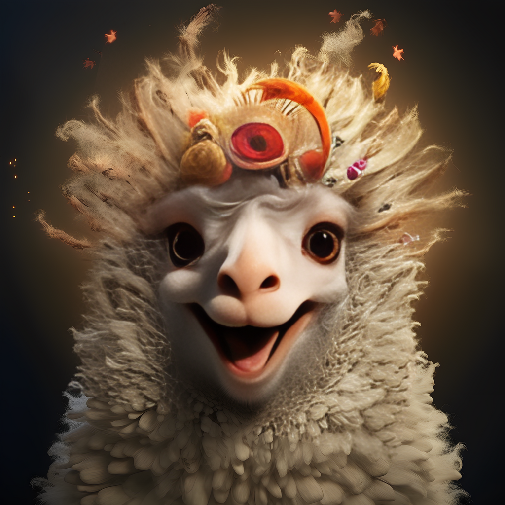 A sheep is happy in portrait face.