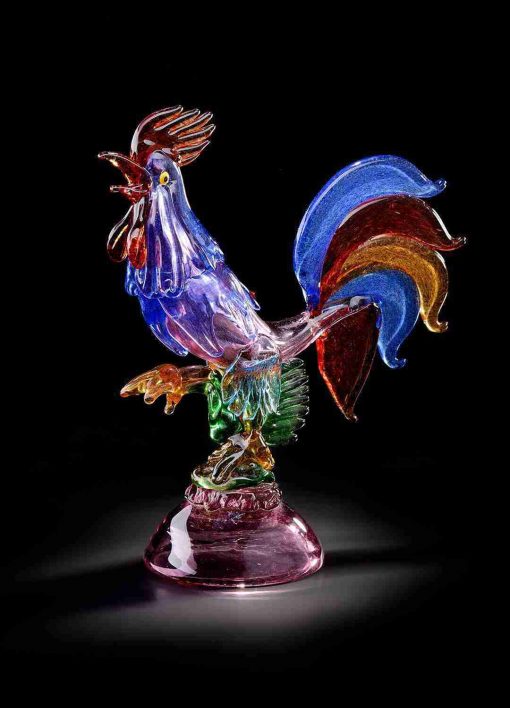 Animals Rooster Multicolor in Murano glass