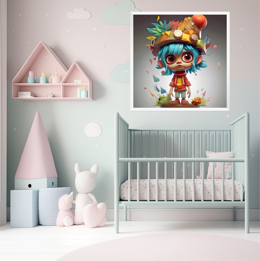 Baby room designed by baby furniture and wall art with small bed