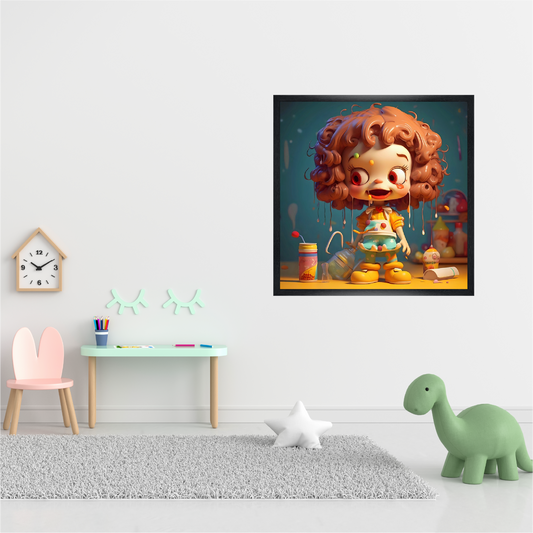 Baby room wall art small green dinosaur with small table