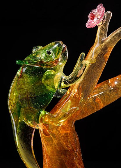 Chameleon original Murano glass, sculpture detail