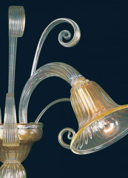 Gold Murano glass wall light arm detail