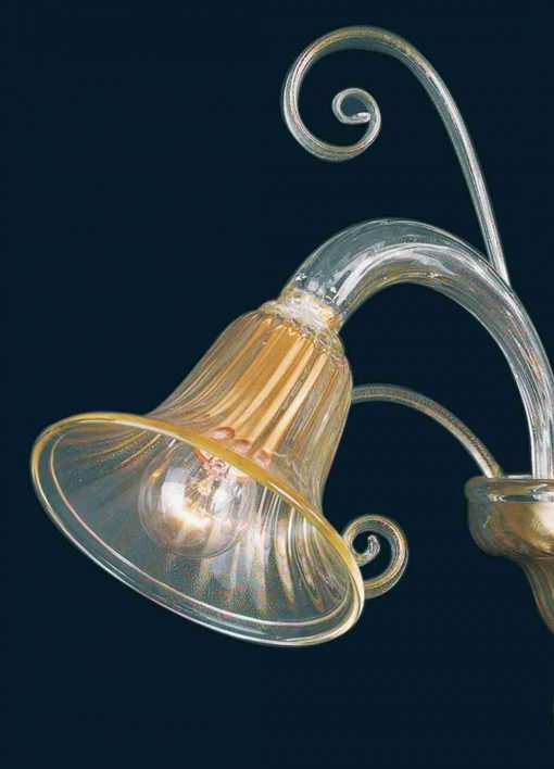 Gold Murano glass wall light side arm detail