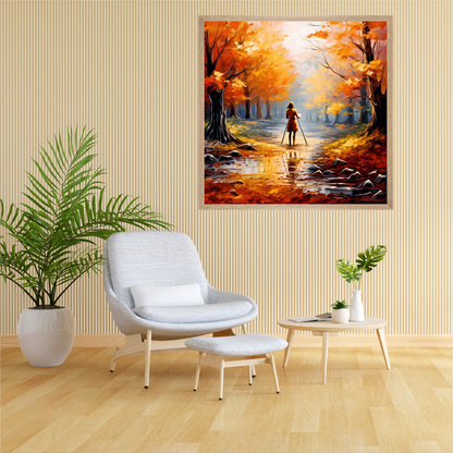 Hall with sofa chair and flower pot wall art