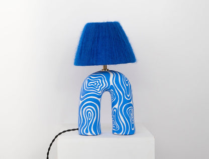 Handmade Cobalt Blue Wavey 'You' Lamp