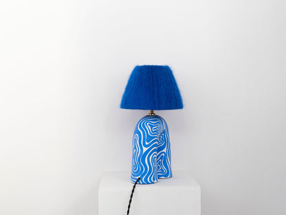 Handmade Cobalt Blue Wavey 'You' Lamp