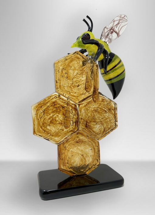 Honeycomb with bee in Murano glass, sculpture