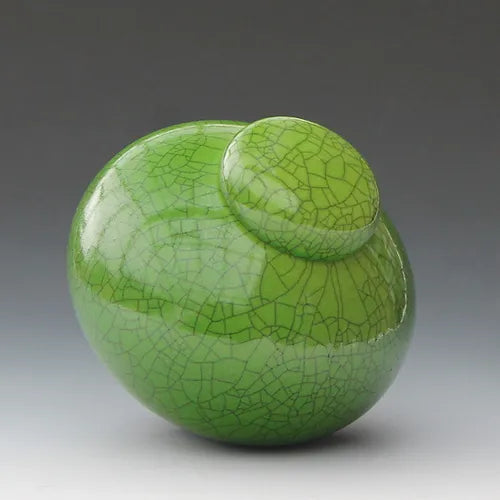 Imperial green raku lidded jar, top