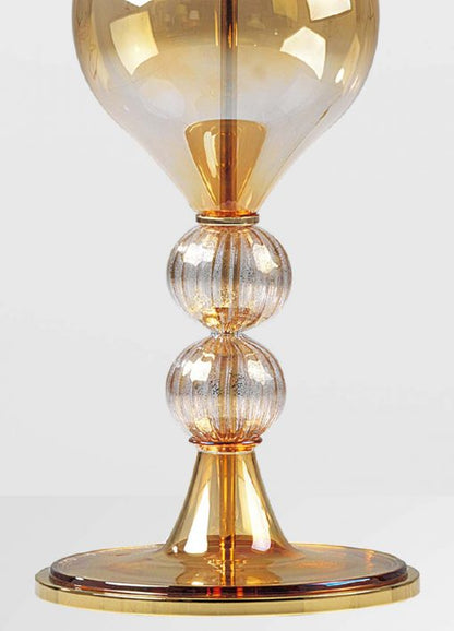 Italian elegant gold Murano glass table lamp down detail