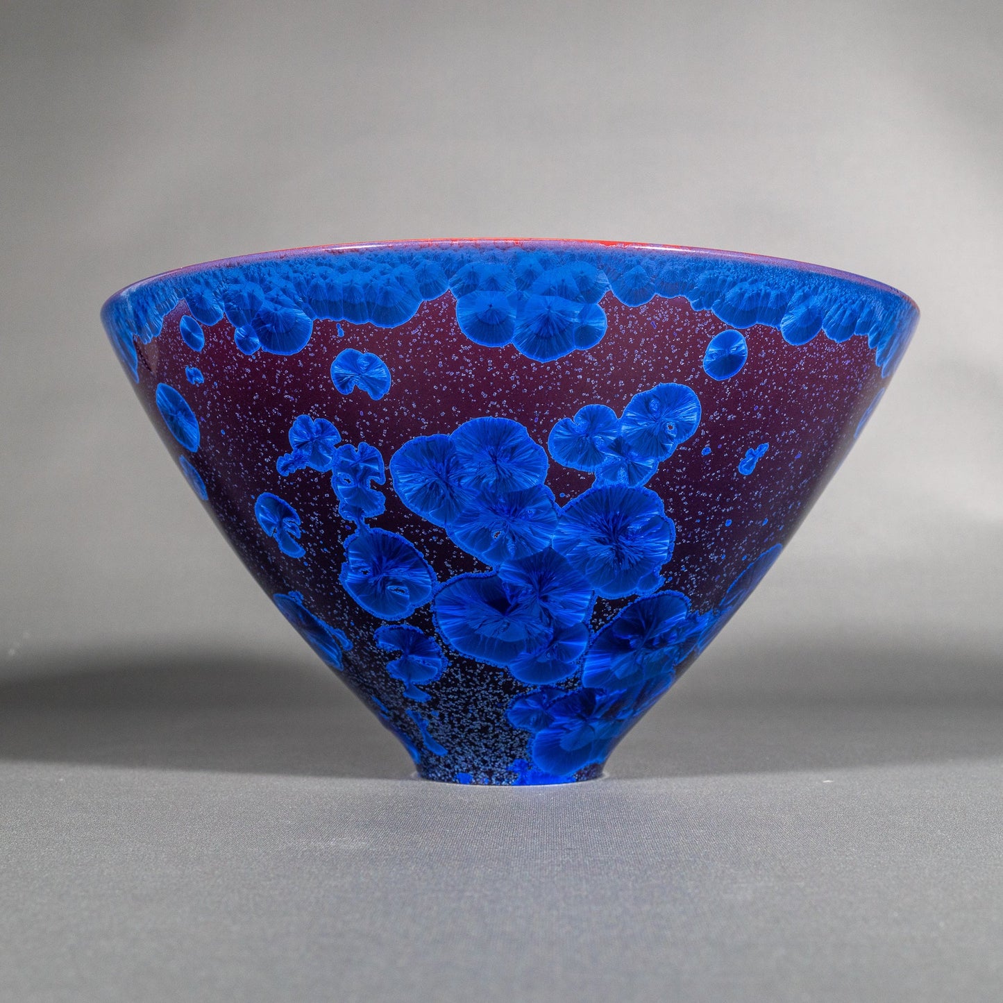 Large purple and blue crystalline bowl, side