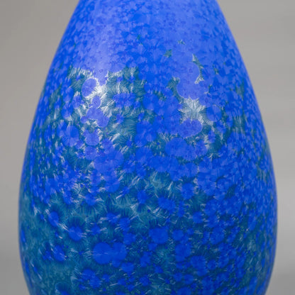 Matte Blue Double Bellied Crystalline Bottle, detail of body