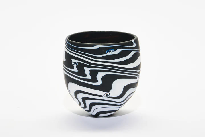 Meander black white with Murrine small bowl