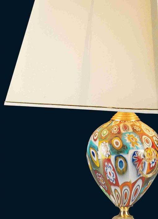 Murano glass Murrine table lamp up detail