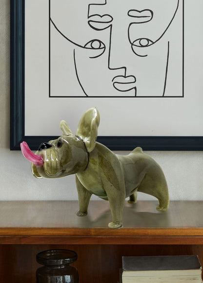 Murano glass bulldog with tongue, sculpture