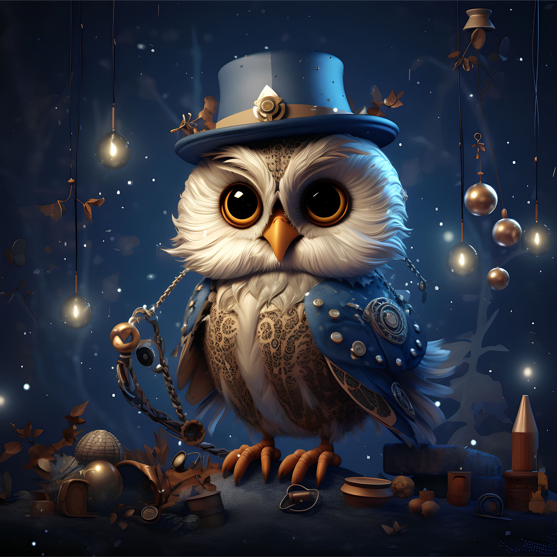 Poster owl magic blue clothes wear 