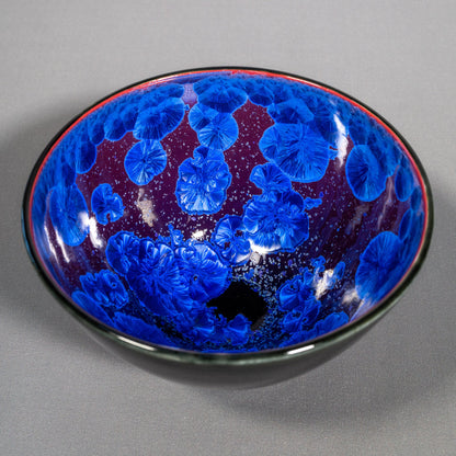 Purple and blue crystalline bowl, inside