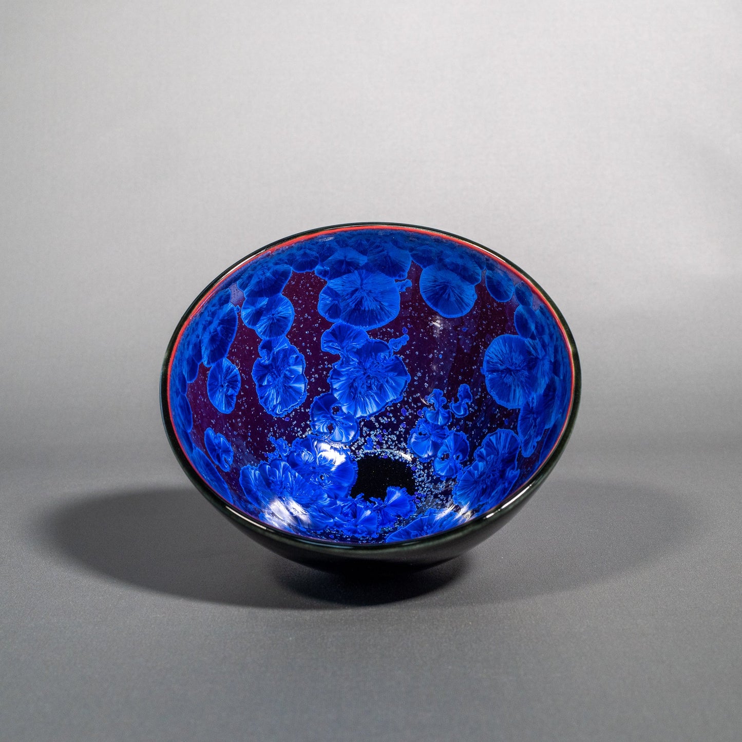 Purple and blue crystalline bowl