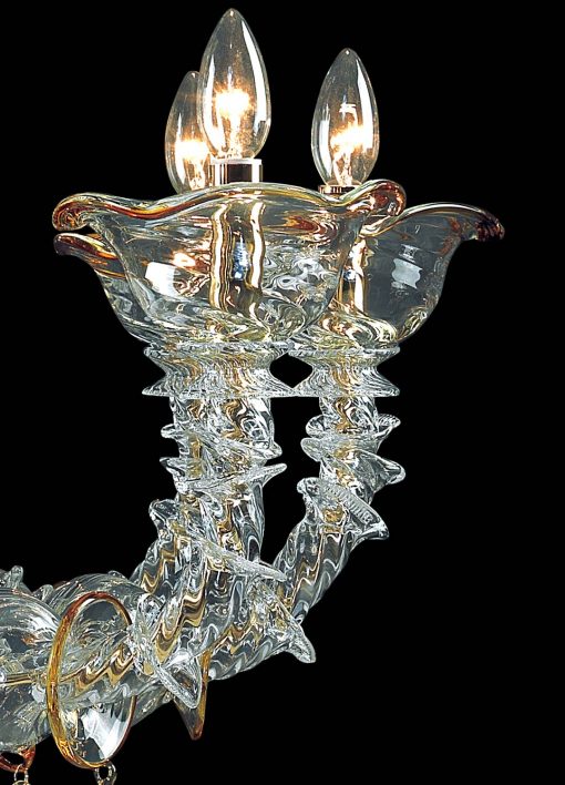 Rezzonico Murano glass chandelier arm detail