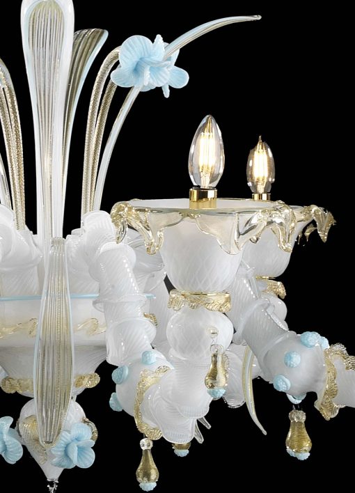 Rezzonico White Murano Glass Chandelier side view