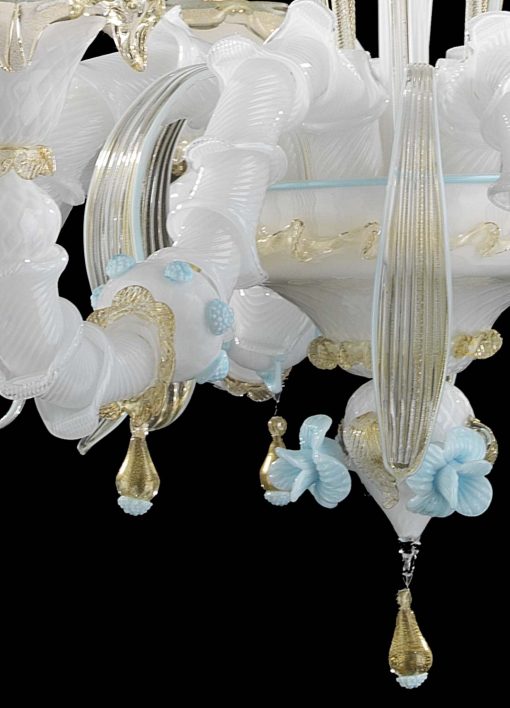 Rezzonico White Murano Glass Chandelier bottom view