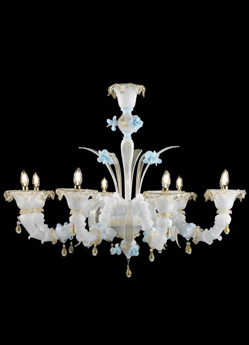 Rezzonico White Murano Glass Chandelier 