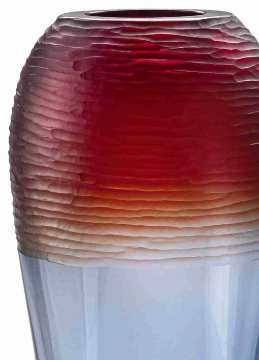 Sfumato Murano glass red vase modern on detail