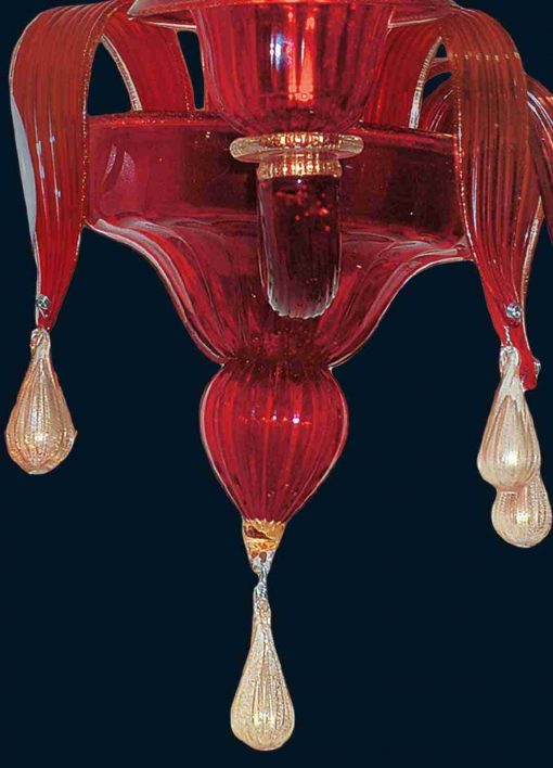 Venetian Wall Lamp in Red Murano Glass bottom 