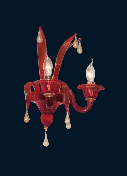 Venetian Wall Lamp in Red Murano Glass