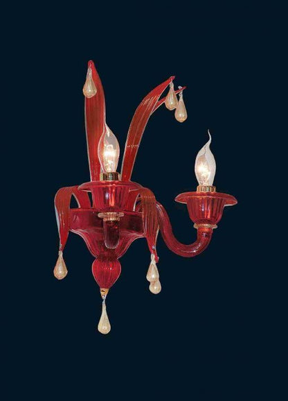 Venetian Wall Lamp in Red Murano Glass