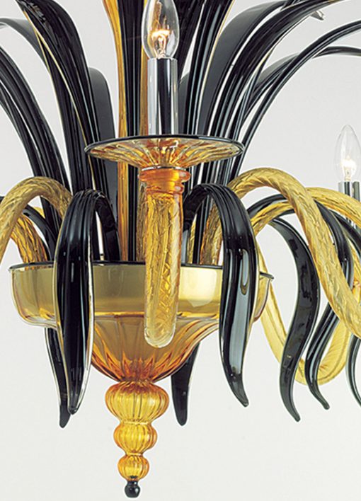 Venetian amber chandelier in Murano glass detail