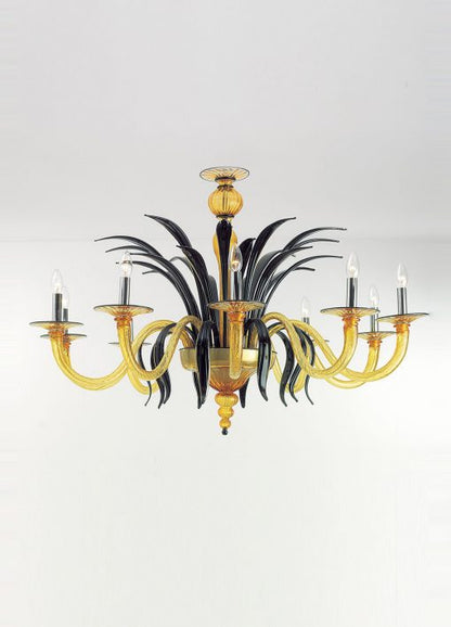 Venetian amber chandelier in Murano glass