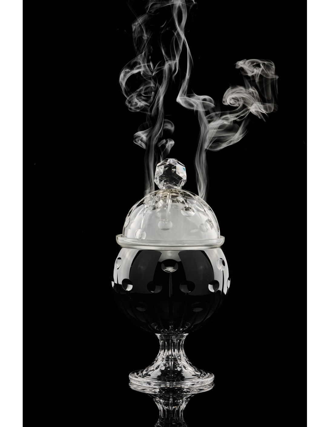 baba incense burner color glass, black background