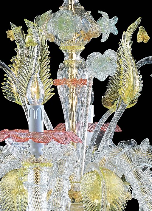 Chandelier italan made glass colors, up detail