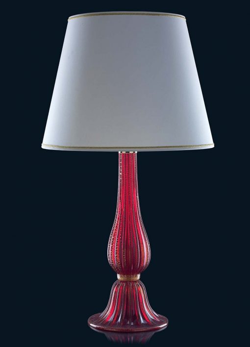 Elegant Murano glass table lamp, red body