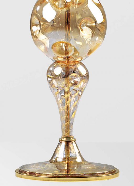 Elegant gold Murano glass table lamp down detail