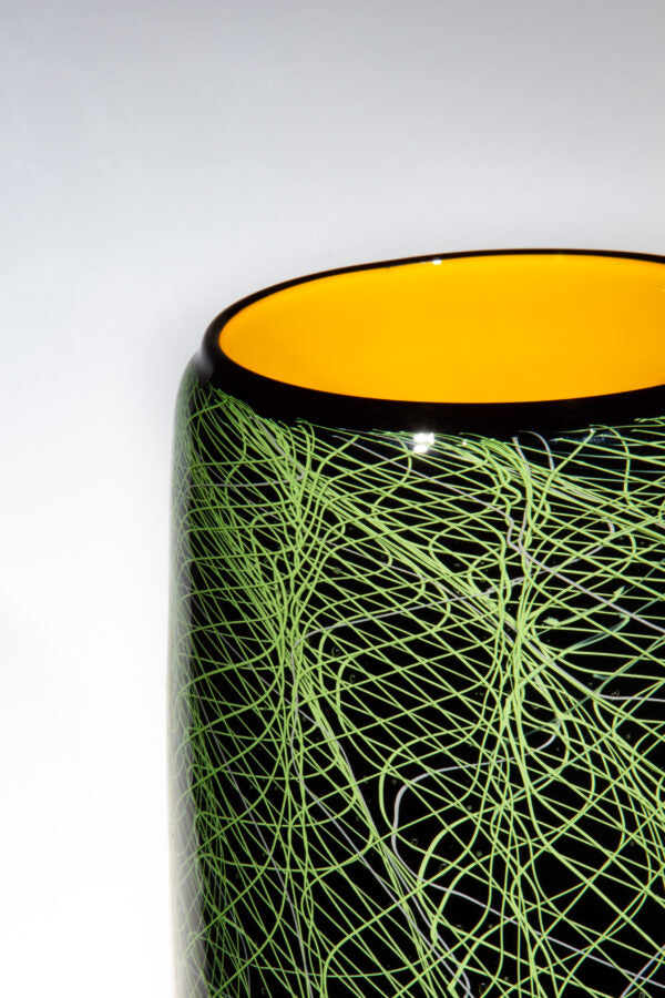 Vortex vase green yellow thumbnail, detail sides