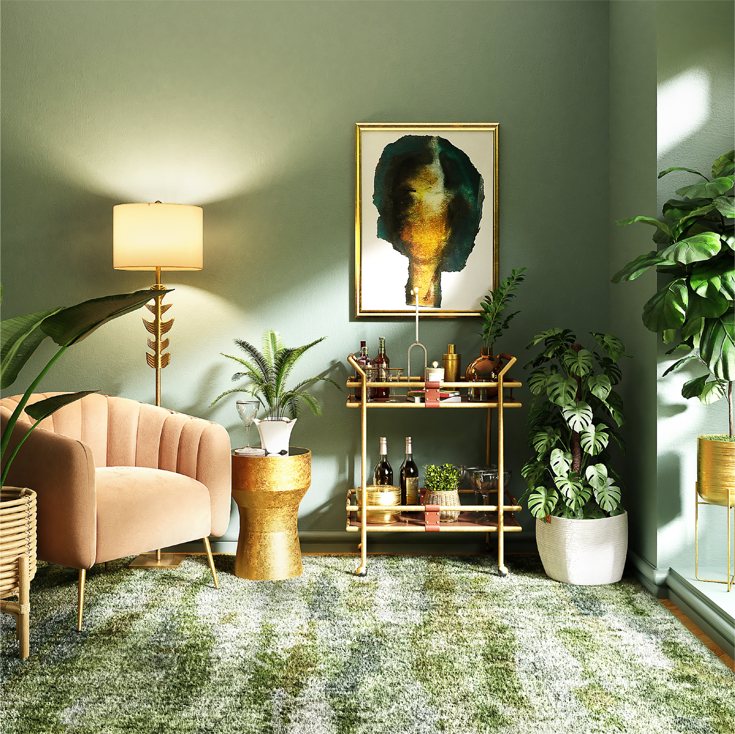 green color theme interior design 