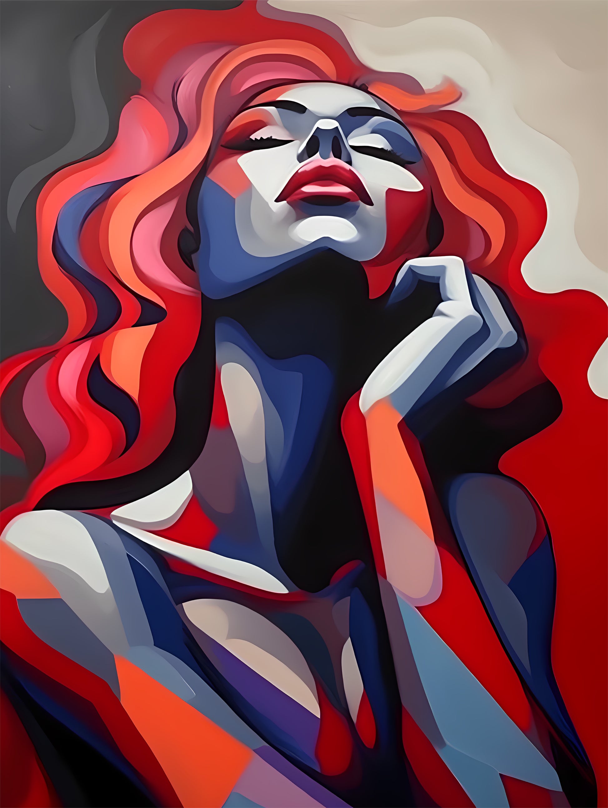 a painting of a woman with red hair