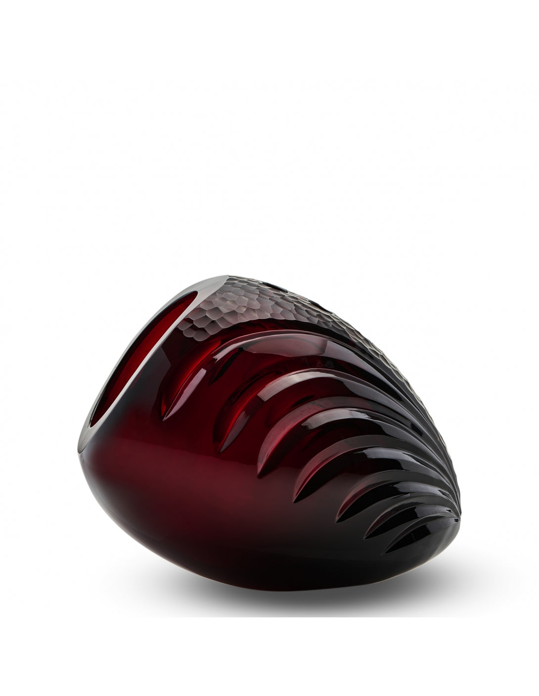 Shatk handmade Italian glass red color, side view 