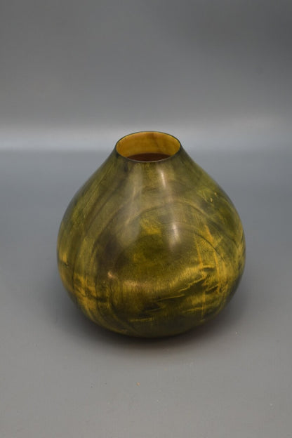 Wooden vase handmade green color 